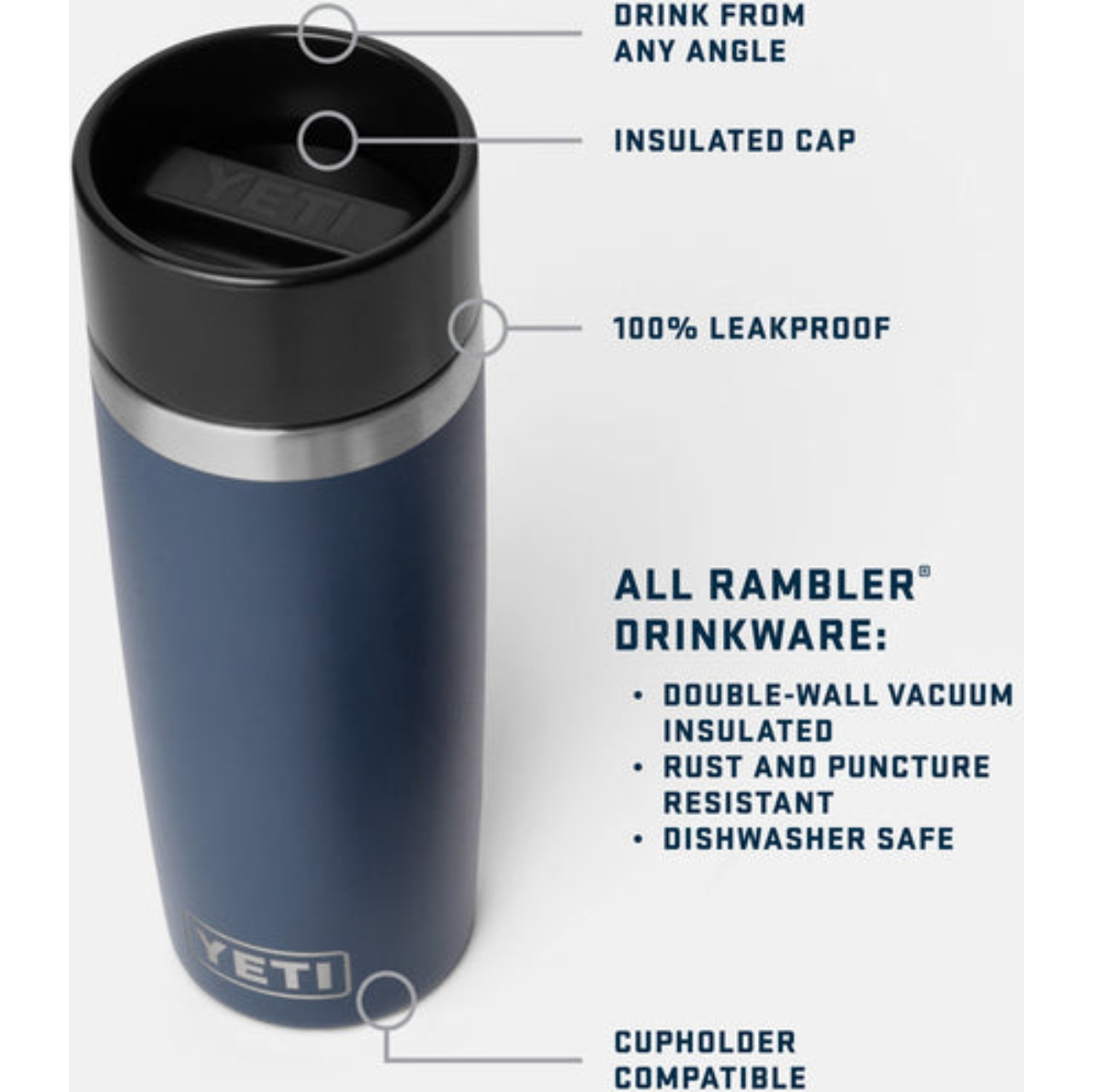 2026 YETI Rambler 16 Oz Travel Garrafa 70000002340 - Navy